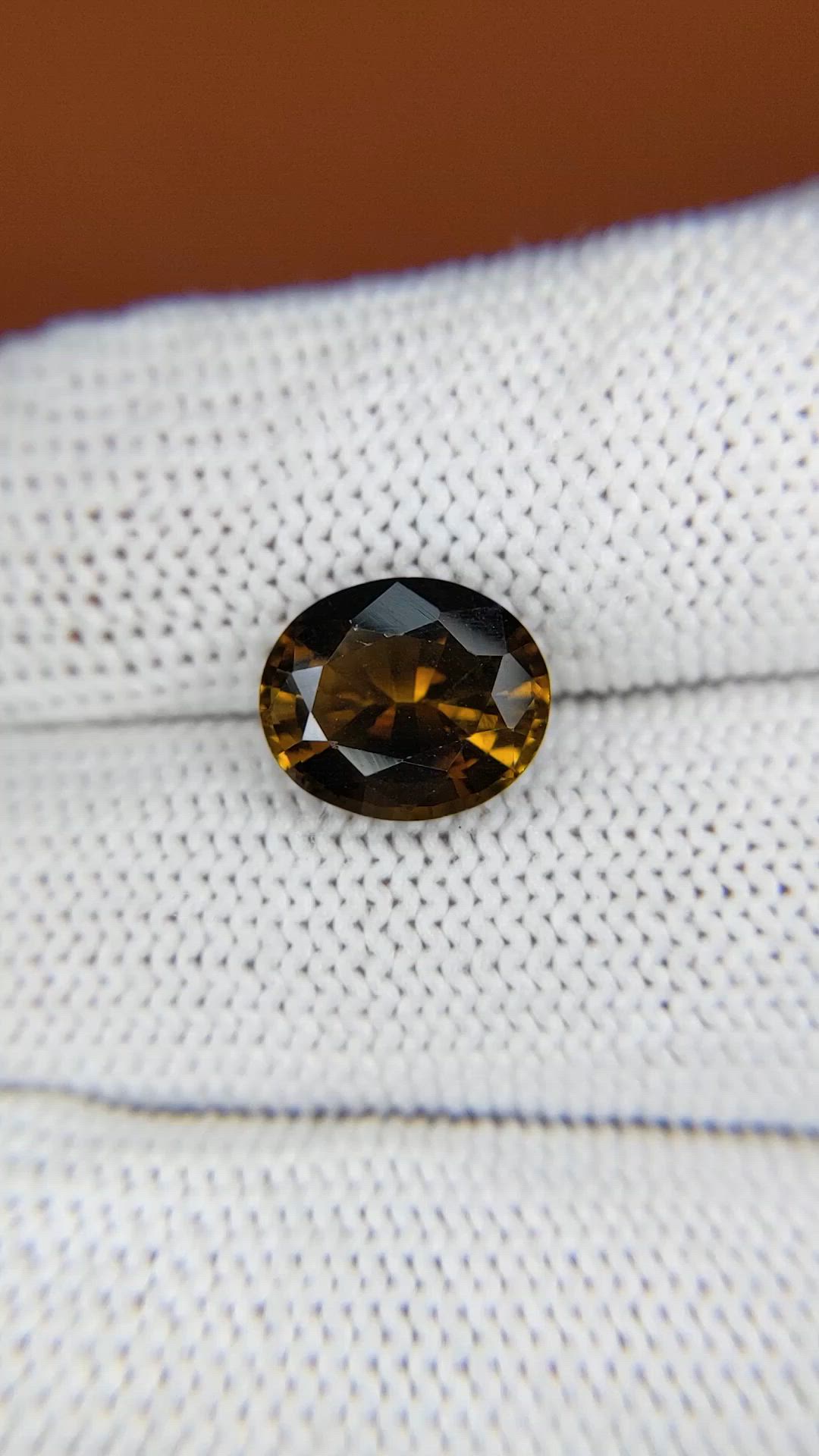 3.27 Ct. Yellowish Brown Tourmaline from Ceylon (Sri Lanka) Size Video