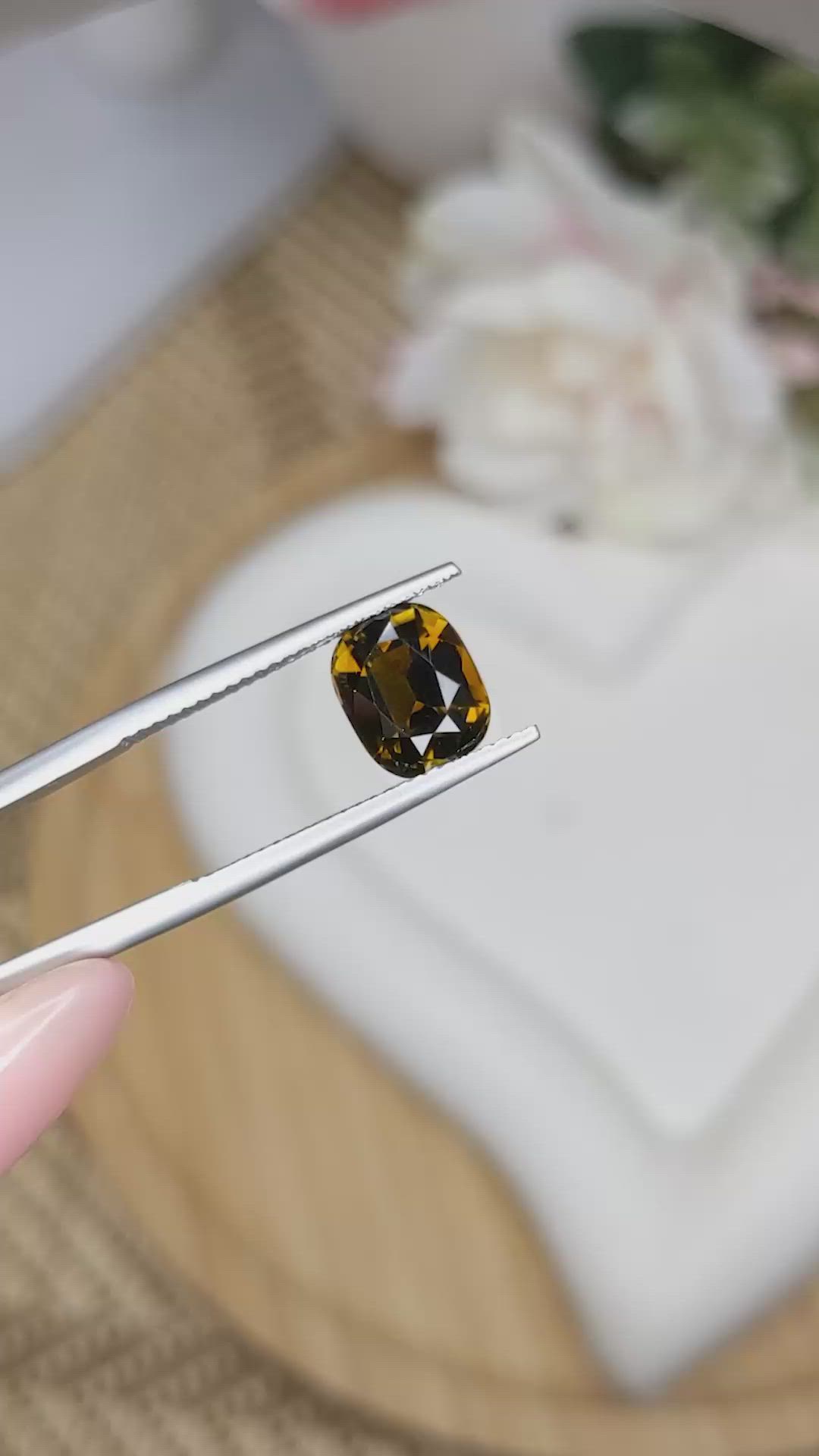 2.77 Ct. Yellowish Brown Tourmaline from Ceylon (Sri Lanka) Size Video