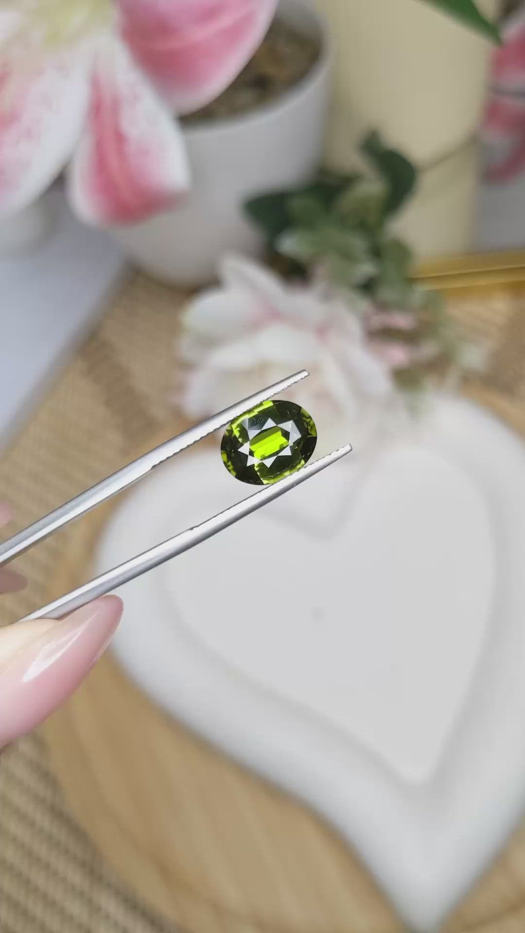 3.06 Ct. Yellowish Green Tourmaline from Ceylon (Sri Lanka) Size Video
