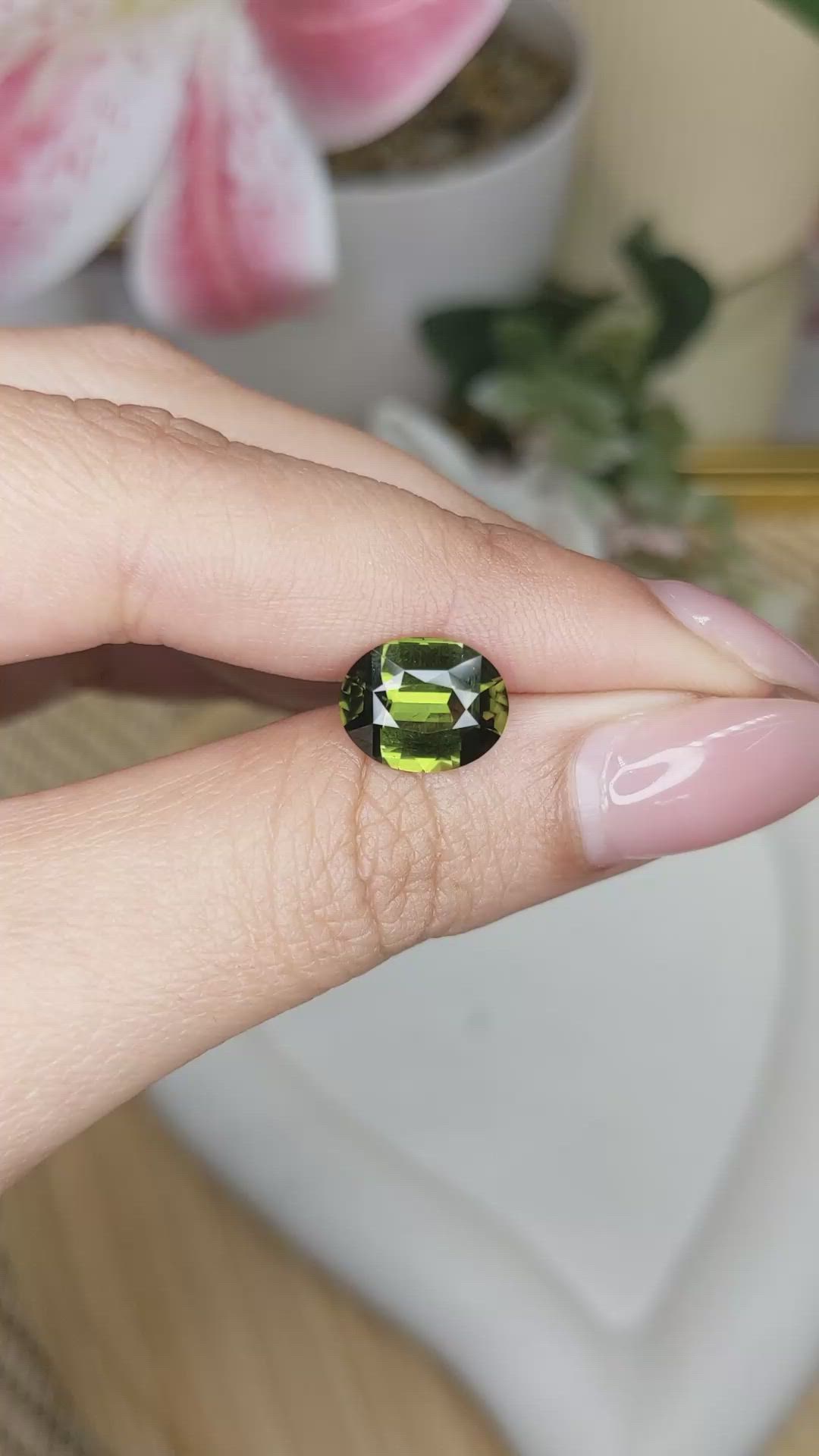 3.06 Ct. Yellowish Green Tourmaline from Ceylon (Sri Lanka) Size Video
