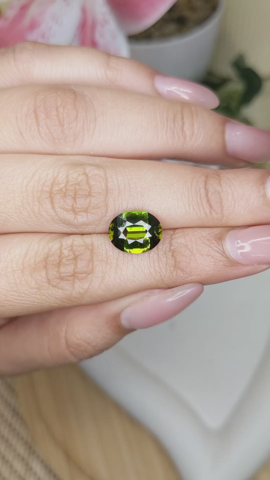 3.06 Ct. Yellowish Green Tourmaline from Ceylon (Sri Lanka) Size Video