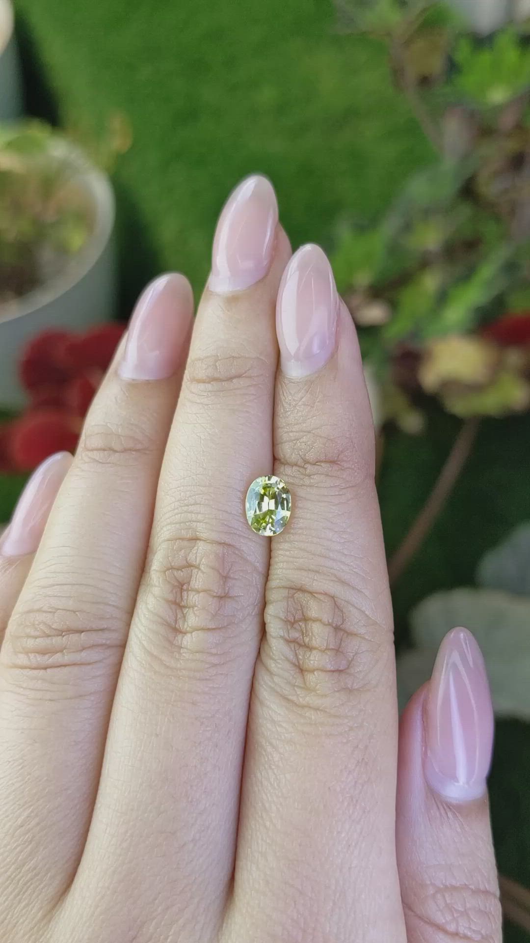 1.20 Ct. Greenish Yellow Chrysoberyl from Ceylon (Sri Lanka) Size Video