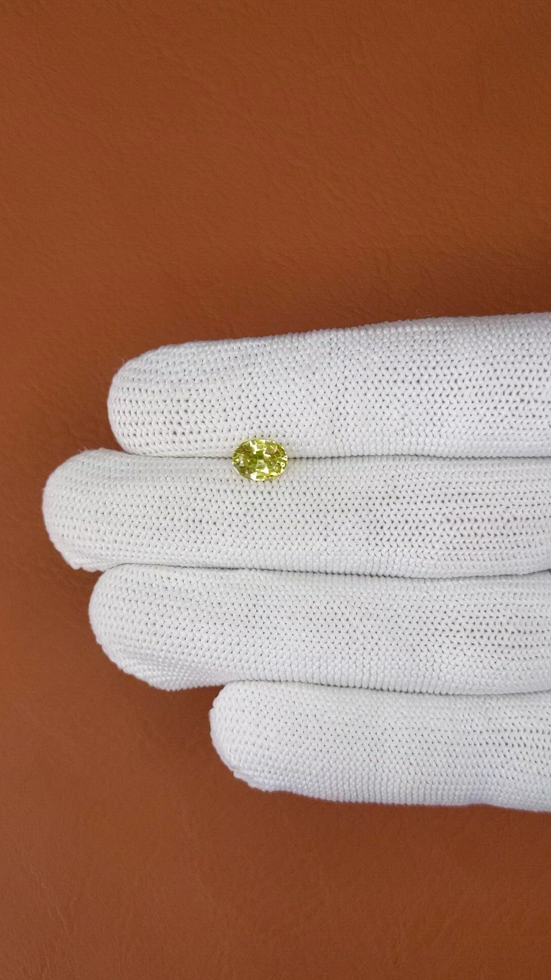 1.20 Ct. Greenish Yellow Chrysoberyl from Ceylon (Sri Lanka) Size Video