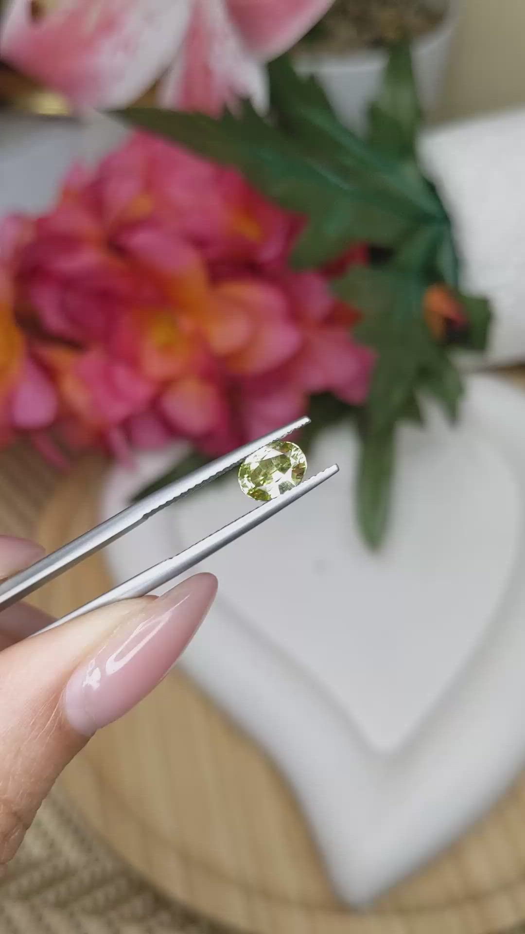 1.20 Ct. Greenish Yellow Chrysoberyl from Ceylon (Sri Lanka) Size Video