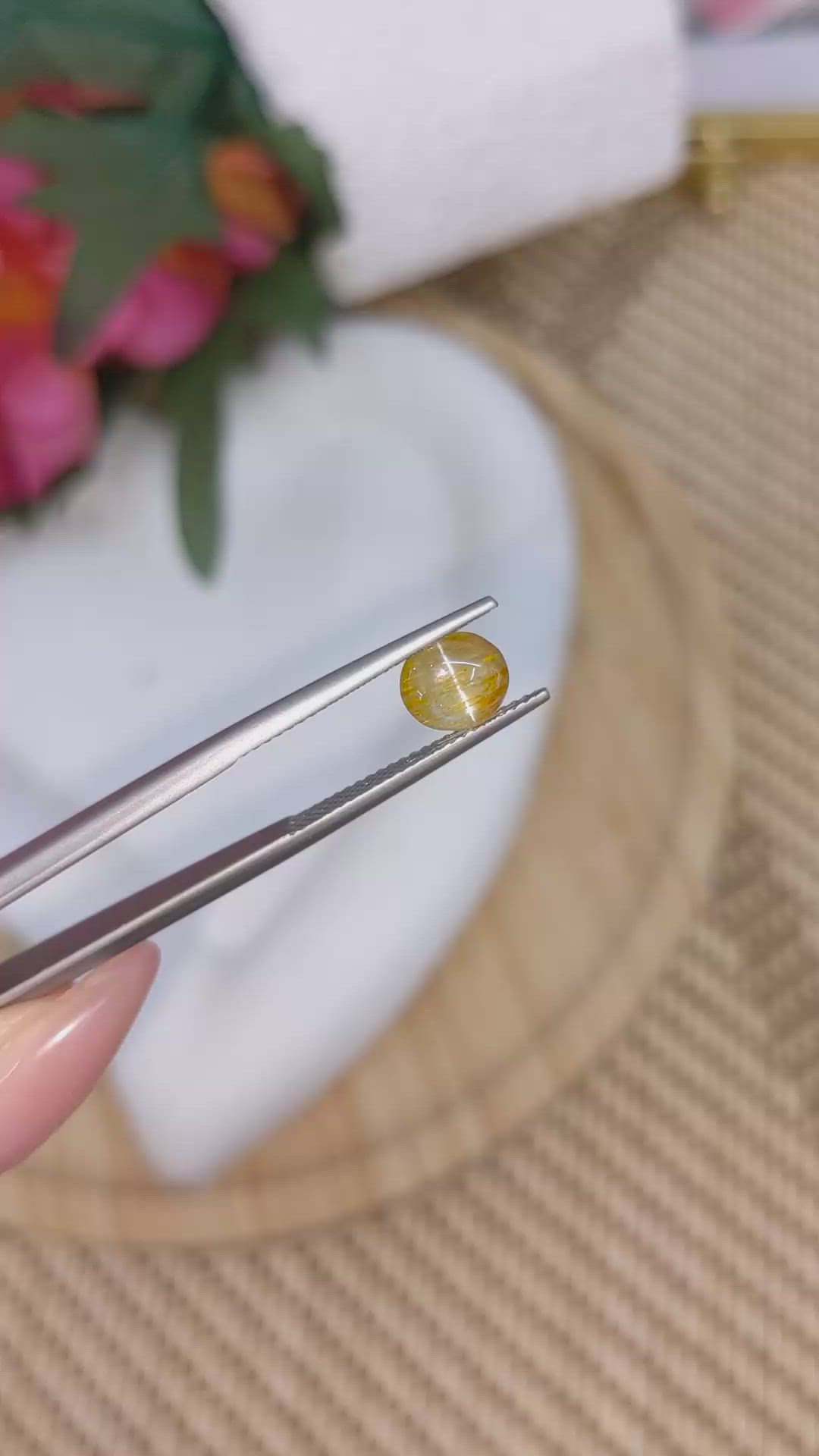 1.53 Ct. Yellowish Brown Cabochon Chrysoberyl from Ceylon (Sri Lanka) Size Video