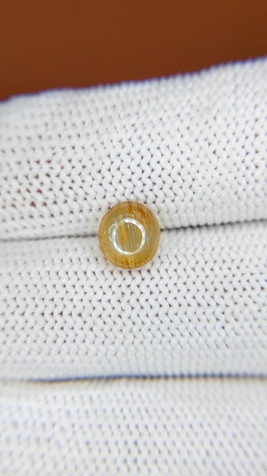 1.53 Ct. Yellowish Brown Cabochon Chrysoberyl from Ceylon (Sri Lanka) Size Video