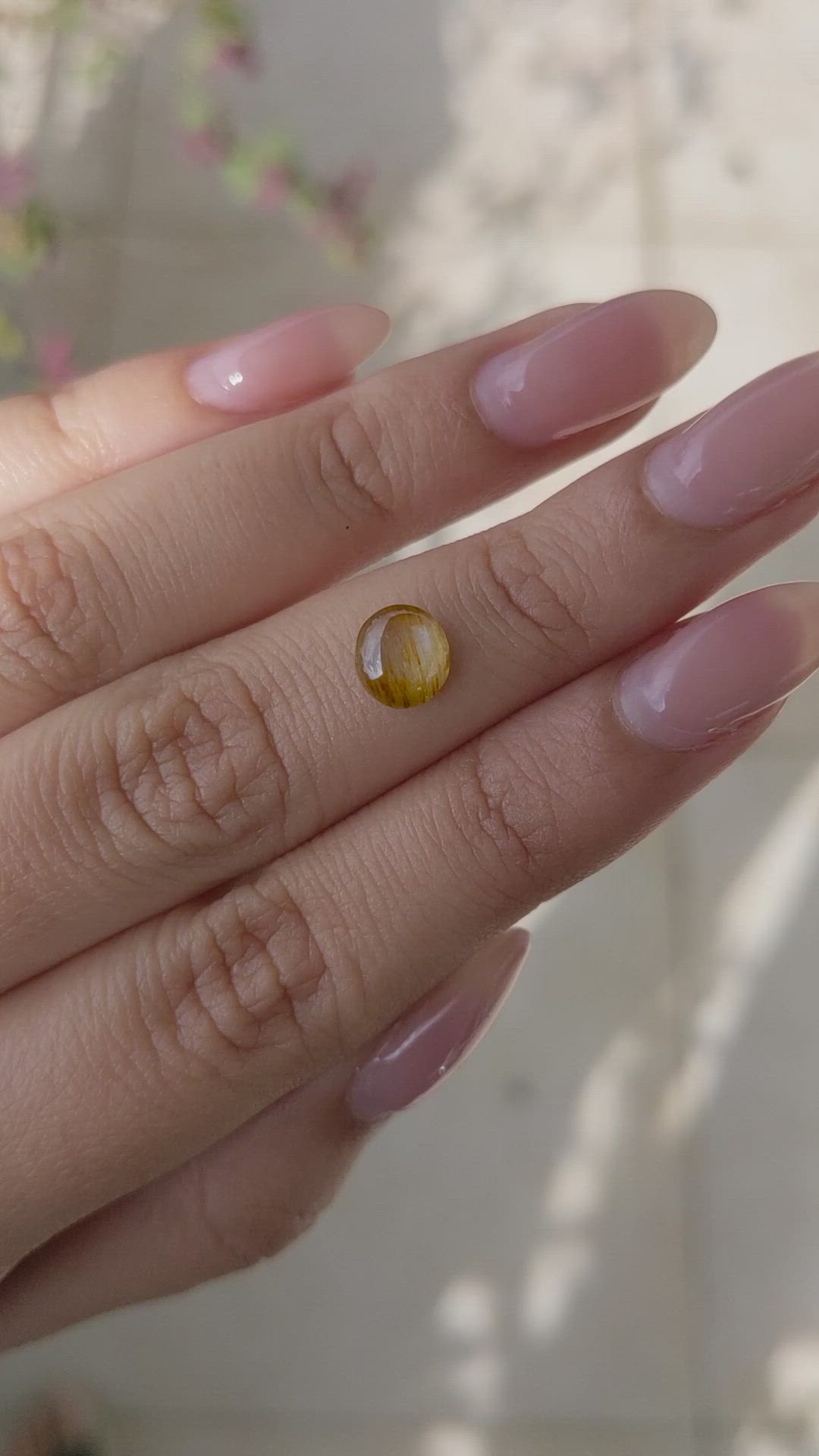 1.53 Ct. Yellowish Brown Cabochon Chrysoberyl from Ceylon (Sri Lanka) Size Video