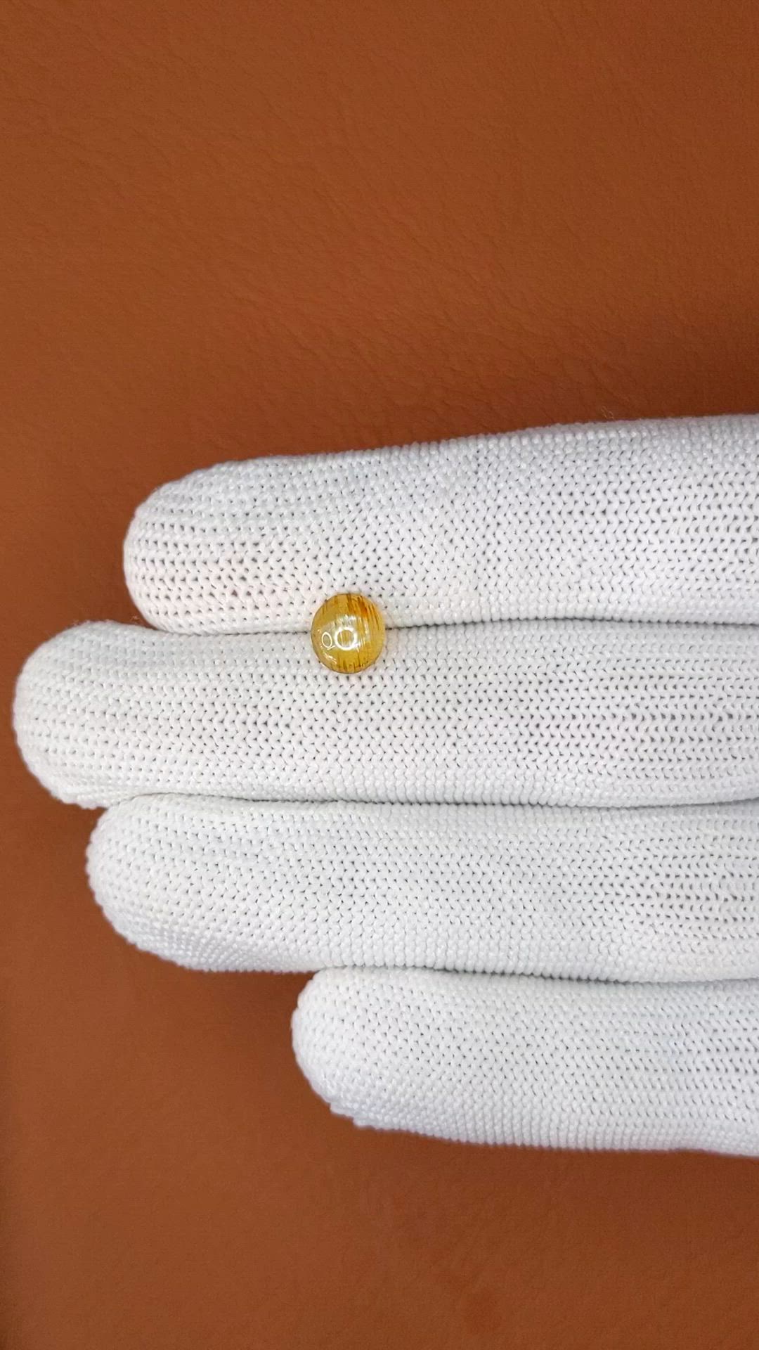 1.53 Ct. Yellowish Brown Cabochon Chrysoberyl from Ceylon (Sri Lanka) Size Video