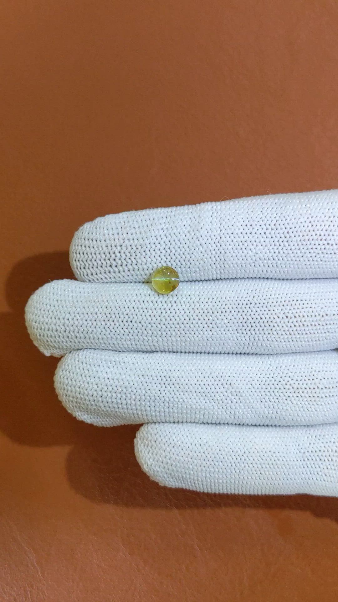 1.27 Ct. Greenish Yellow Cabochon Chrysoberyl from Ceylon (Sri Lanka) Size Video