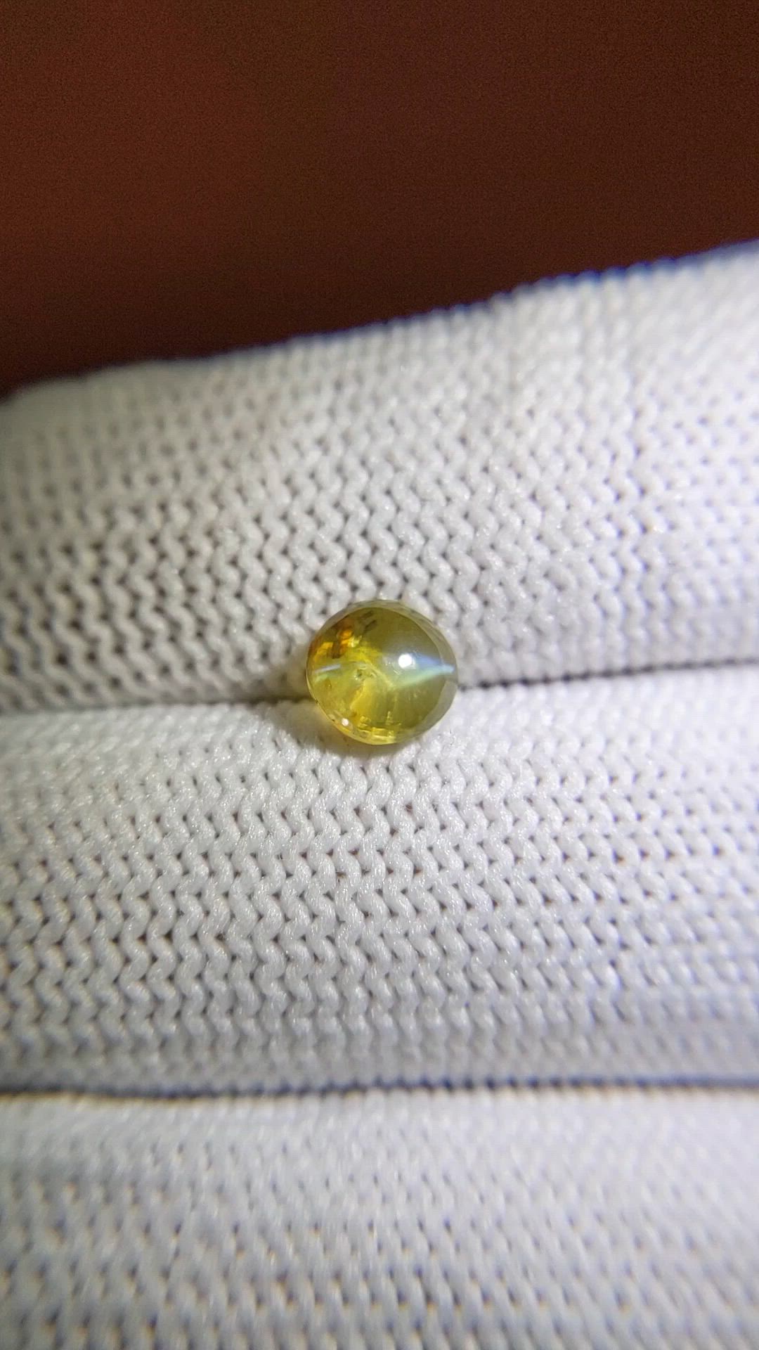 1.27 Ct. Greenish Yellow Cabochon Chrysoberyl from Ceylon (Sri Lanka) Size Video