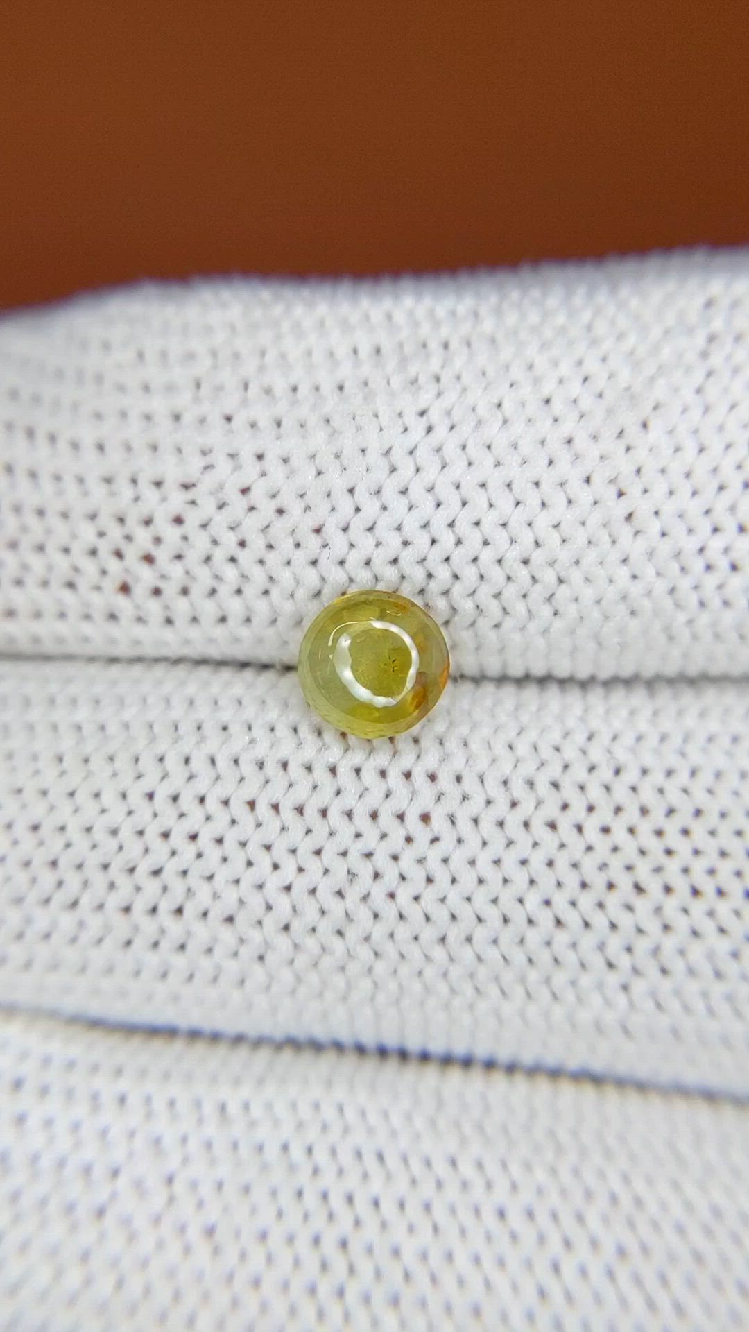 1.27 Ct. Greenish Yellow Cabochon Chrysoberyl from Ceylon (Sri Lanka) Size Video