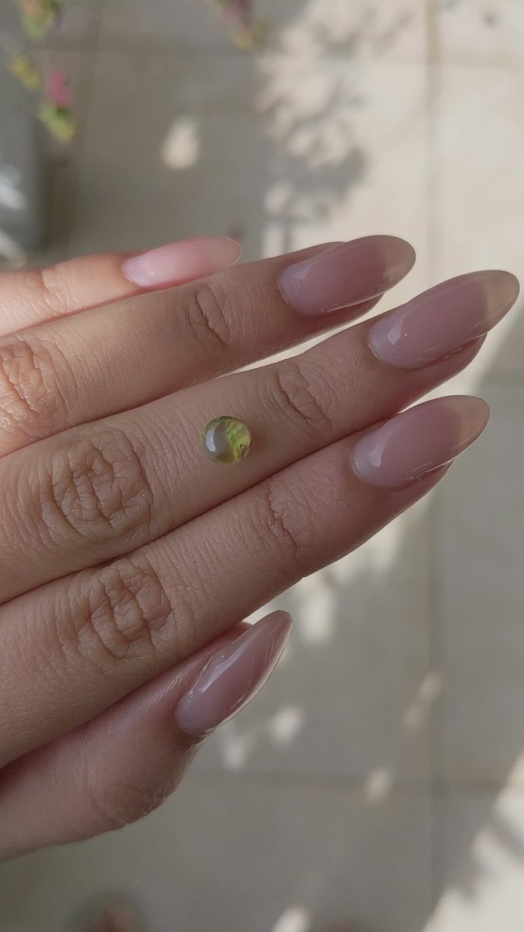 1.27 Ct. Greenish Yellow Cabochon Chrysoberyl from Ceylon (Sri Lanka) Size Video