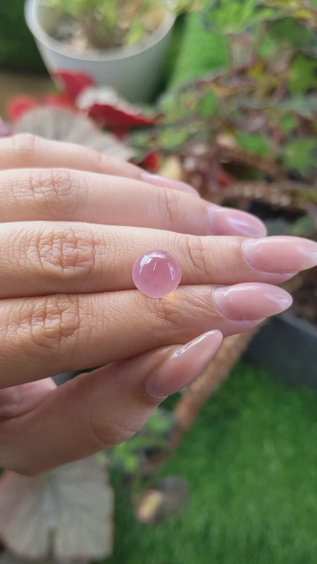 5.21 Ct. Pink Cabochon Rose Quartz from Ceylon (Sri Lanka) Size Video