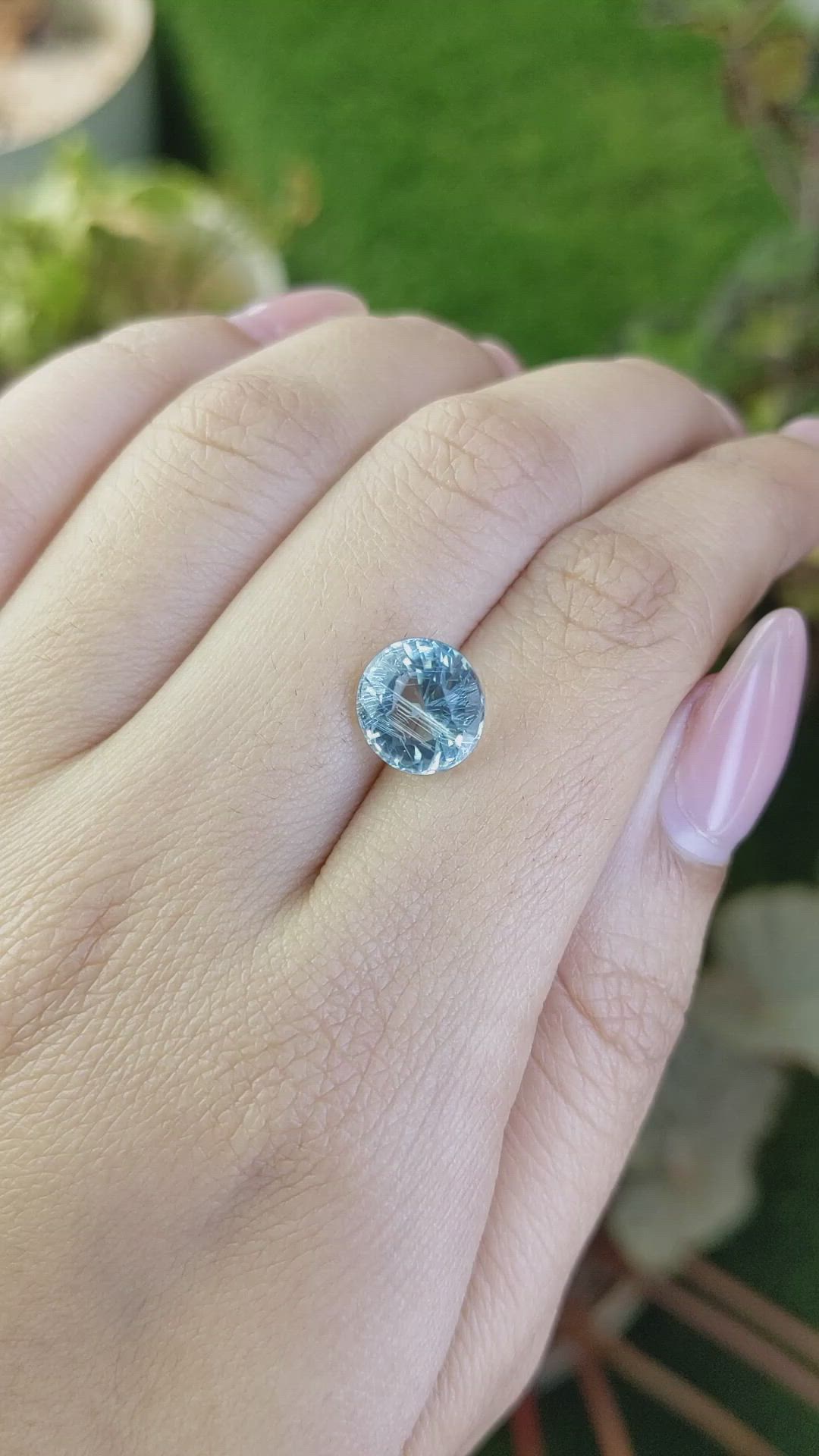 3.17 Ct. Greenish Blue Aquamarine from Brazil Size Video
