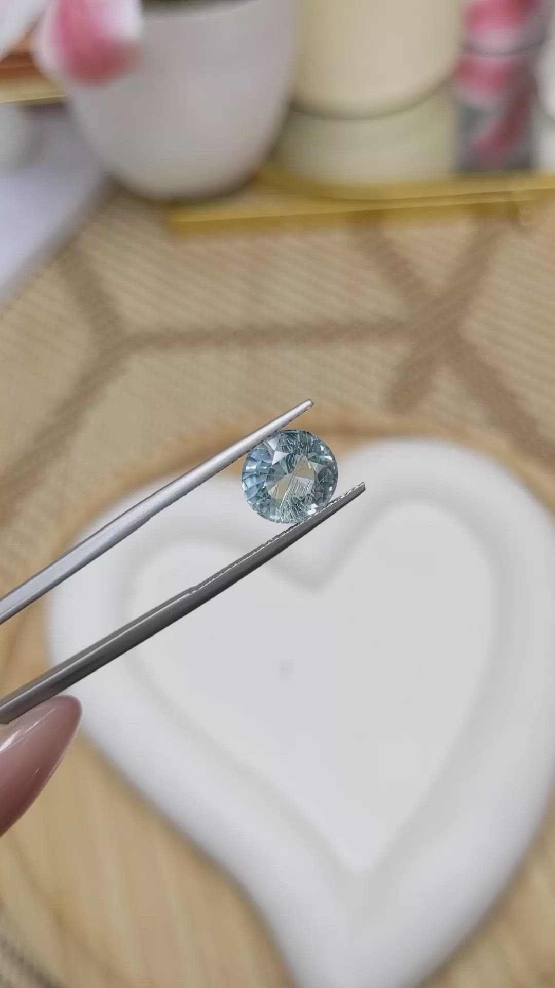 3.17 Ct. Greenish Blue Aquamarine from Brazil Size Video