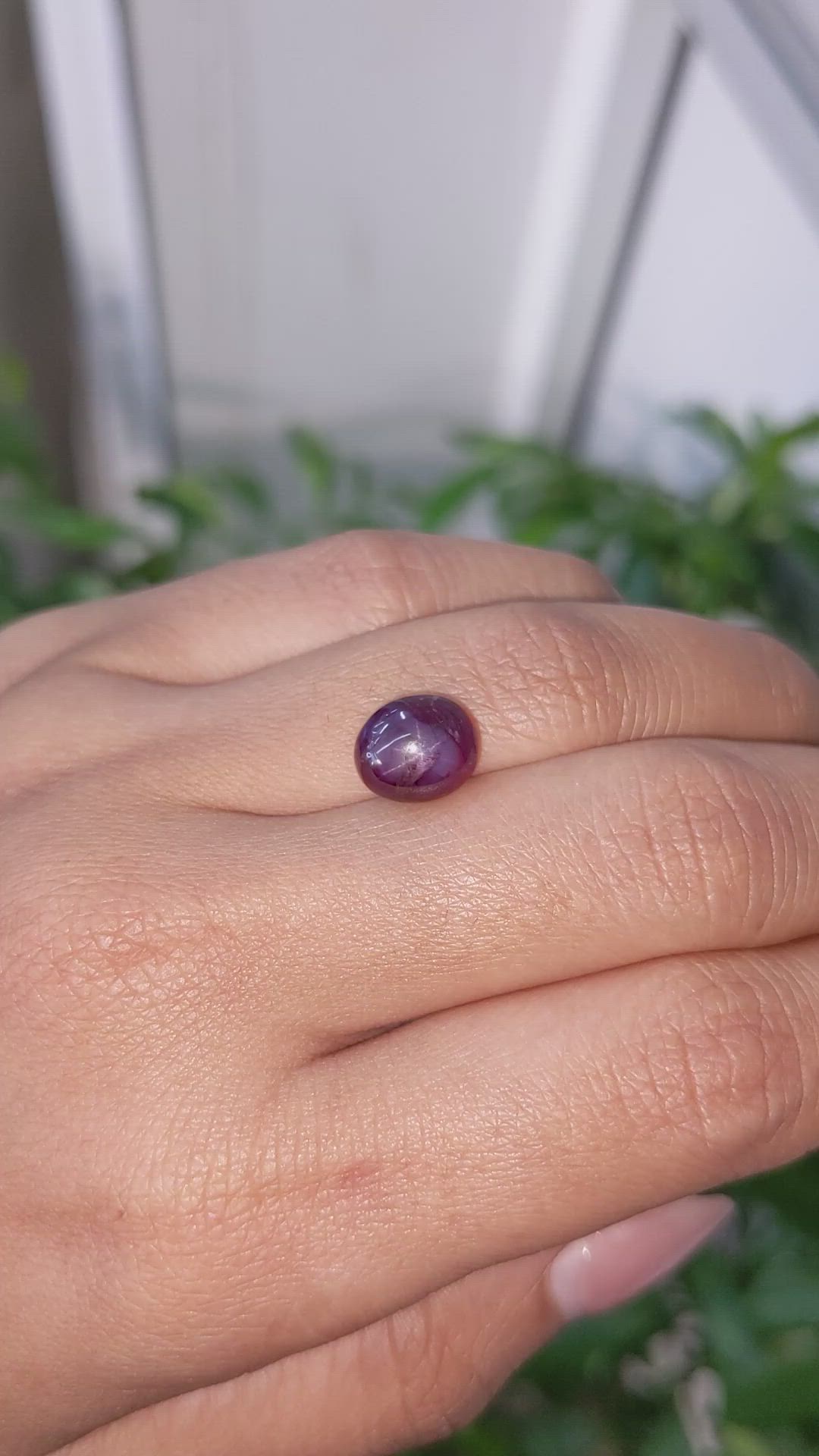 4.73 Ct. Purple Cabochon Star Spinel from Ceylon (Sri Lanka) Size Video