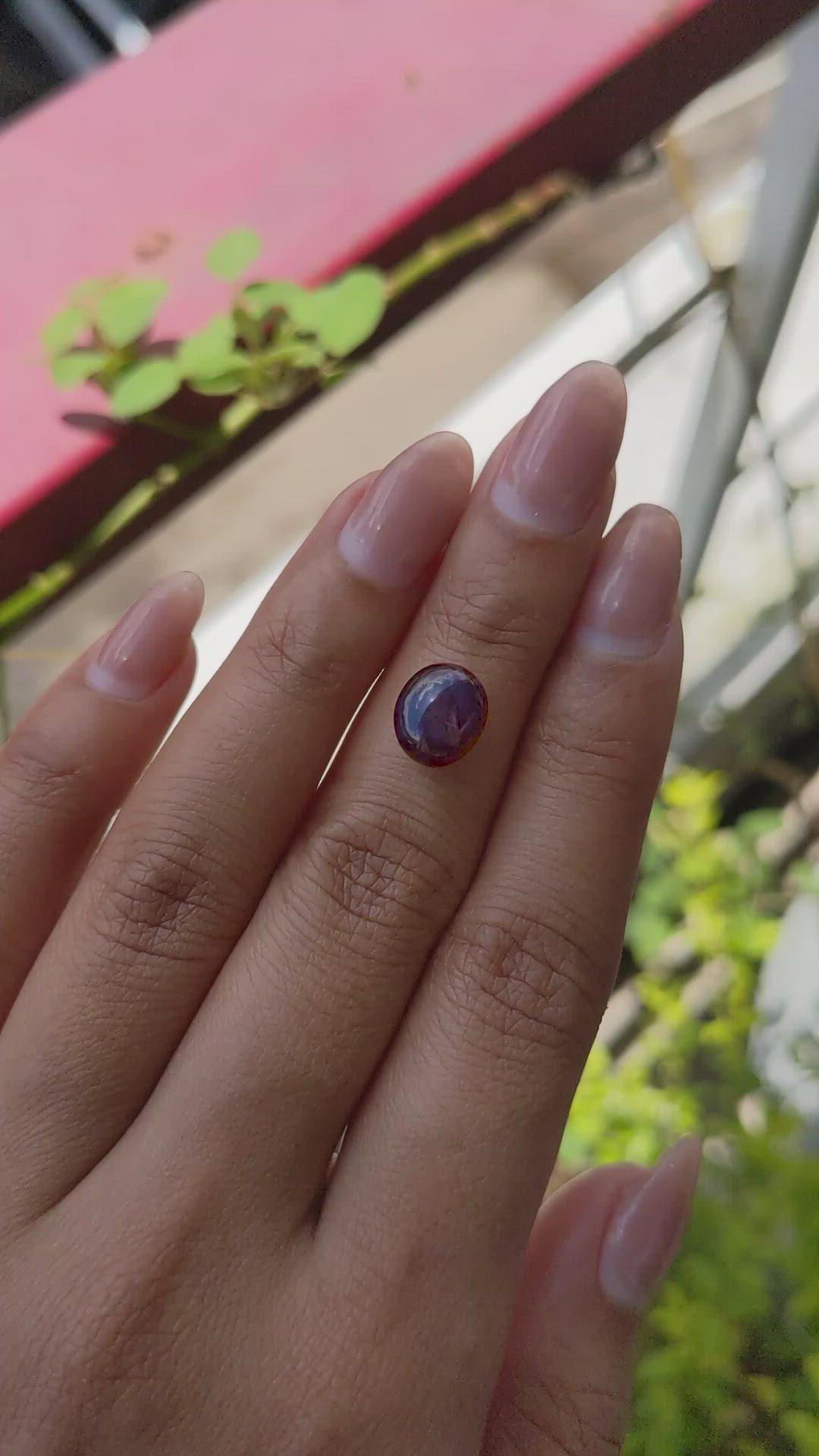 4.73 Ct. Purple Cabochon Star Spinel from Ceylon (Sri Lanka) Size Video