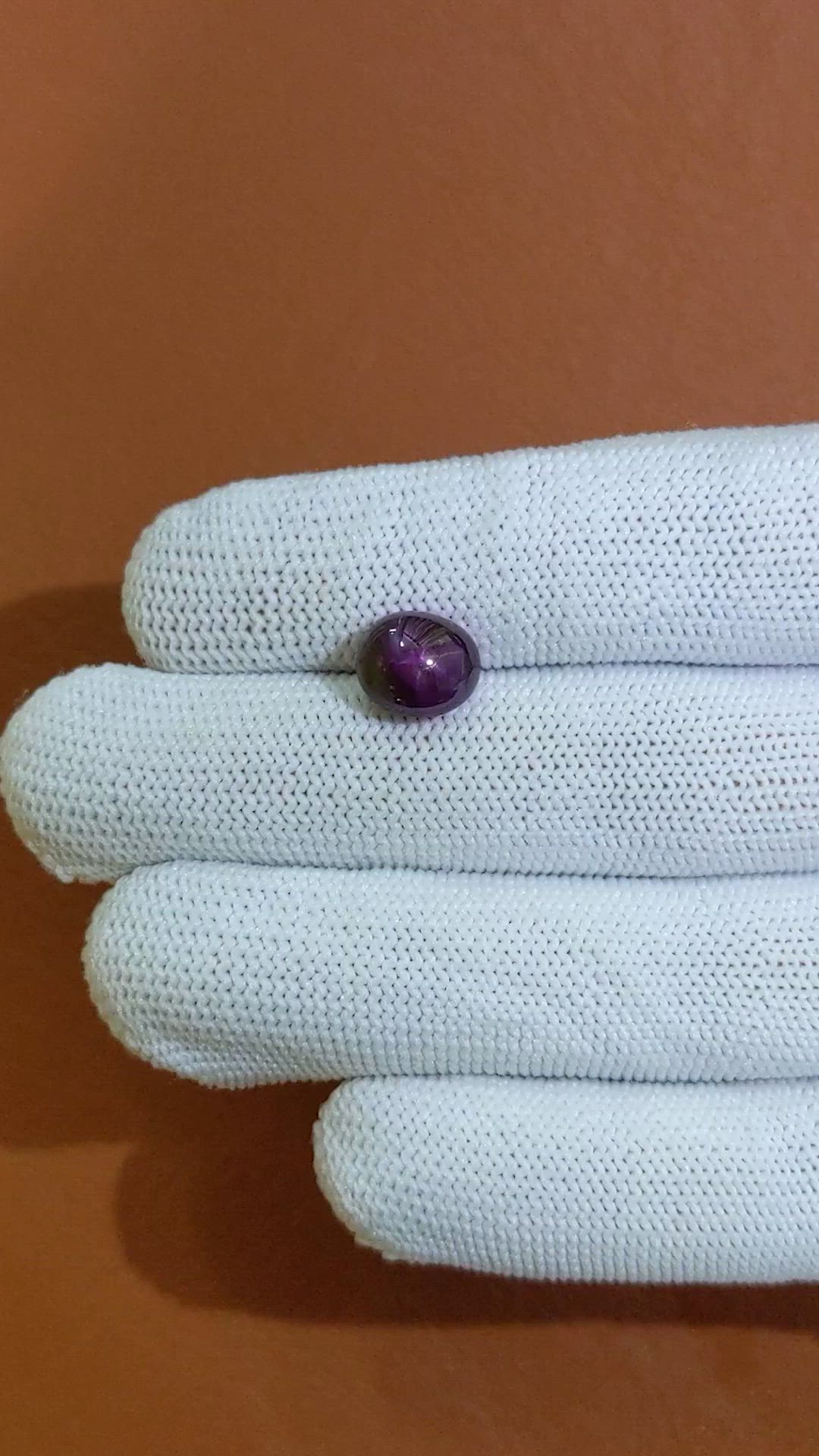 4.73 Ct. Purple Cabochon Star Spinel from Ceylon (Sri Lanka) Size Video