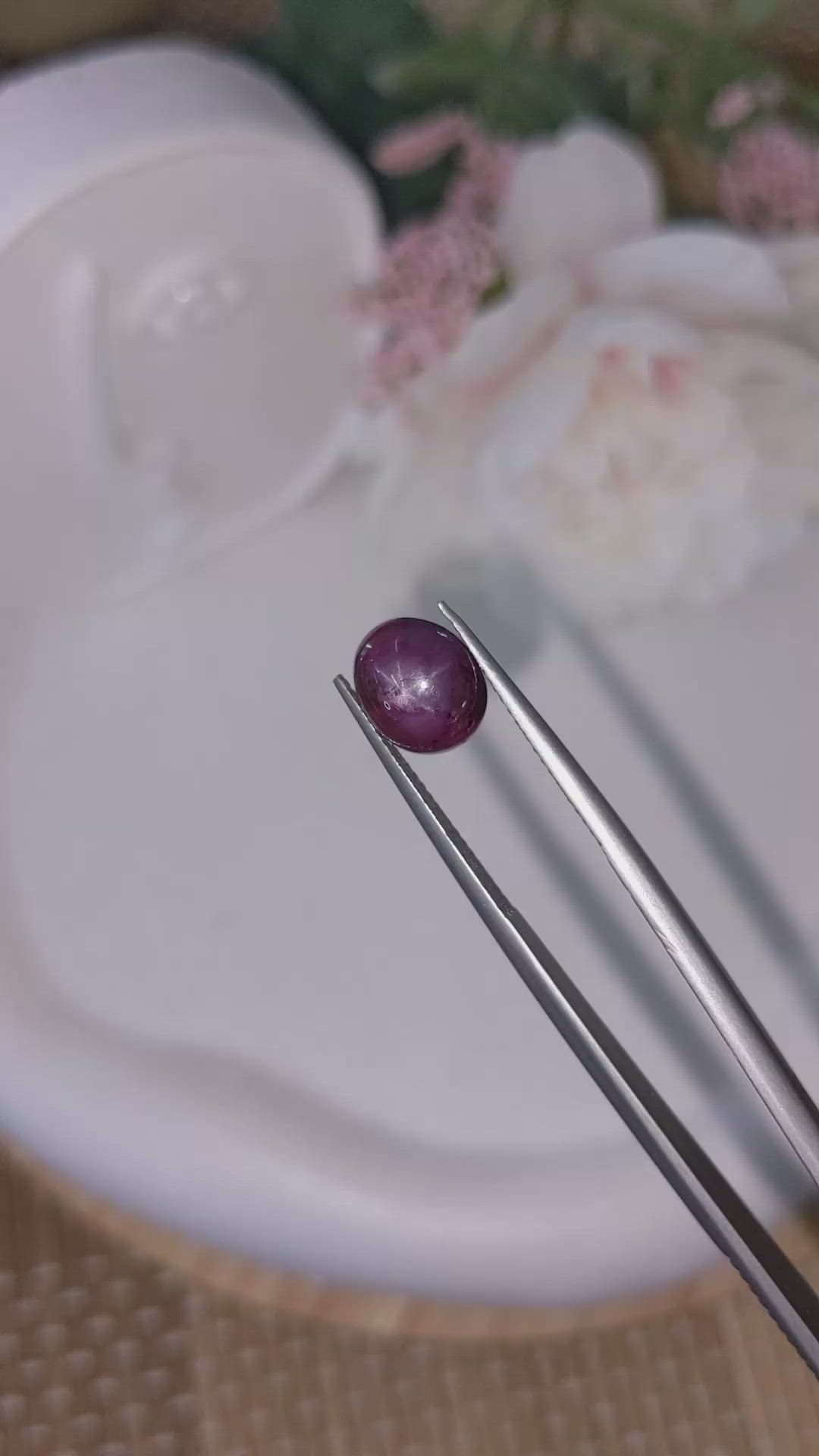 4.73 Ct. Purple Cabochon Star Spinel from Ceylon (Sri Lanka) Size Video