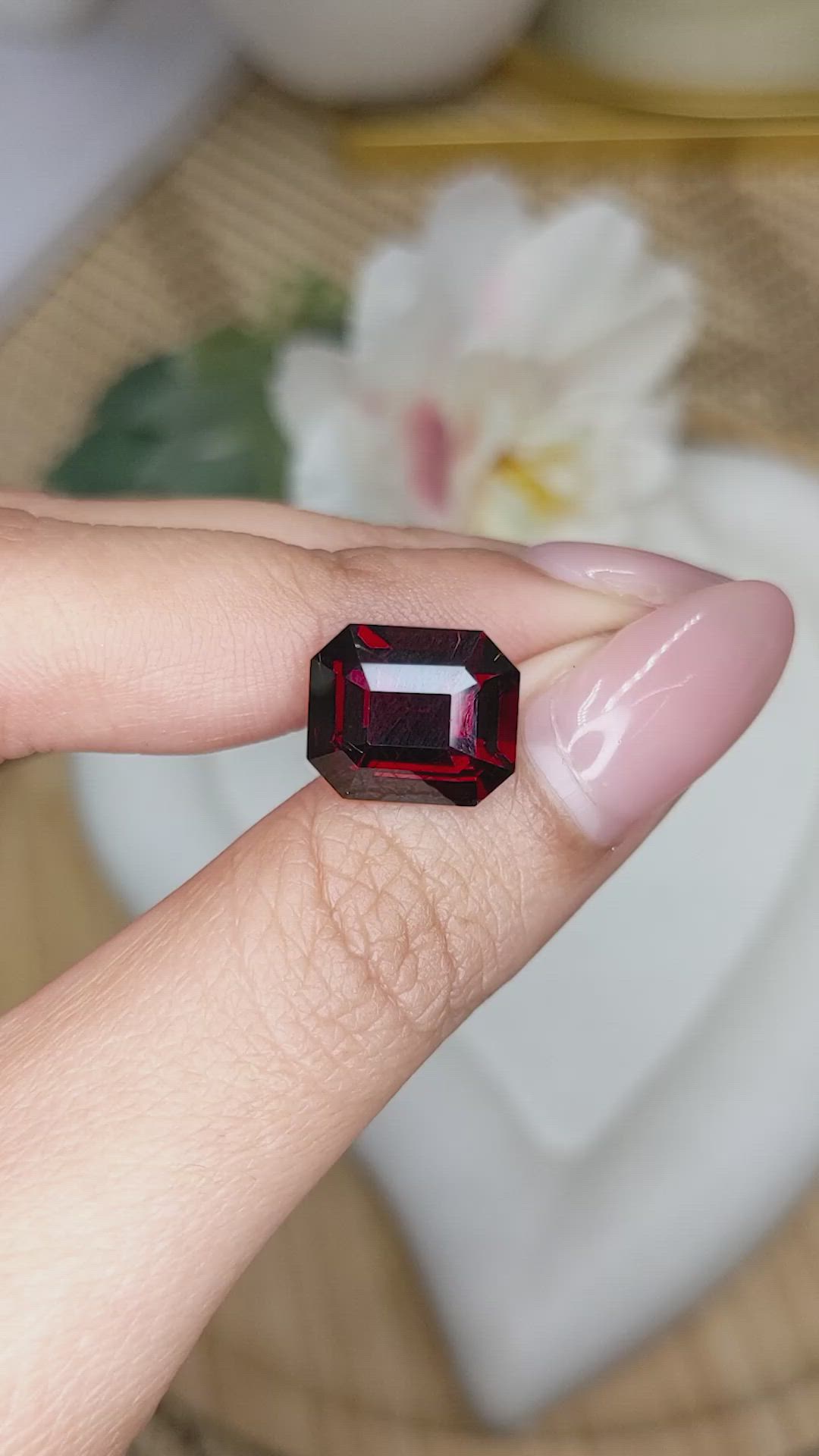 7.45 Ct. Red Garnet from Ceylon (Sri Lanka) Size Video