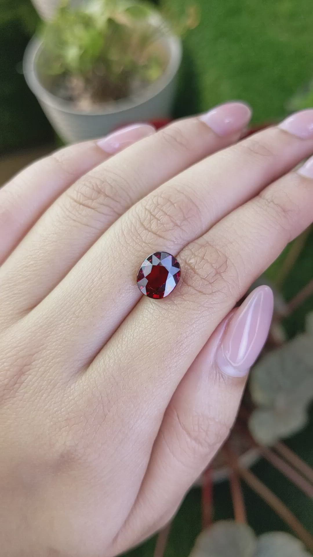 4.36 Ct. Red Garnet from Ceylon (Sri Lanka) Size Video