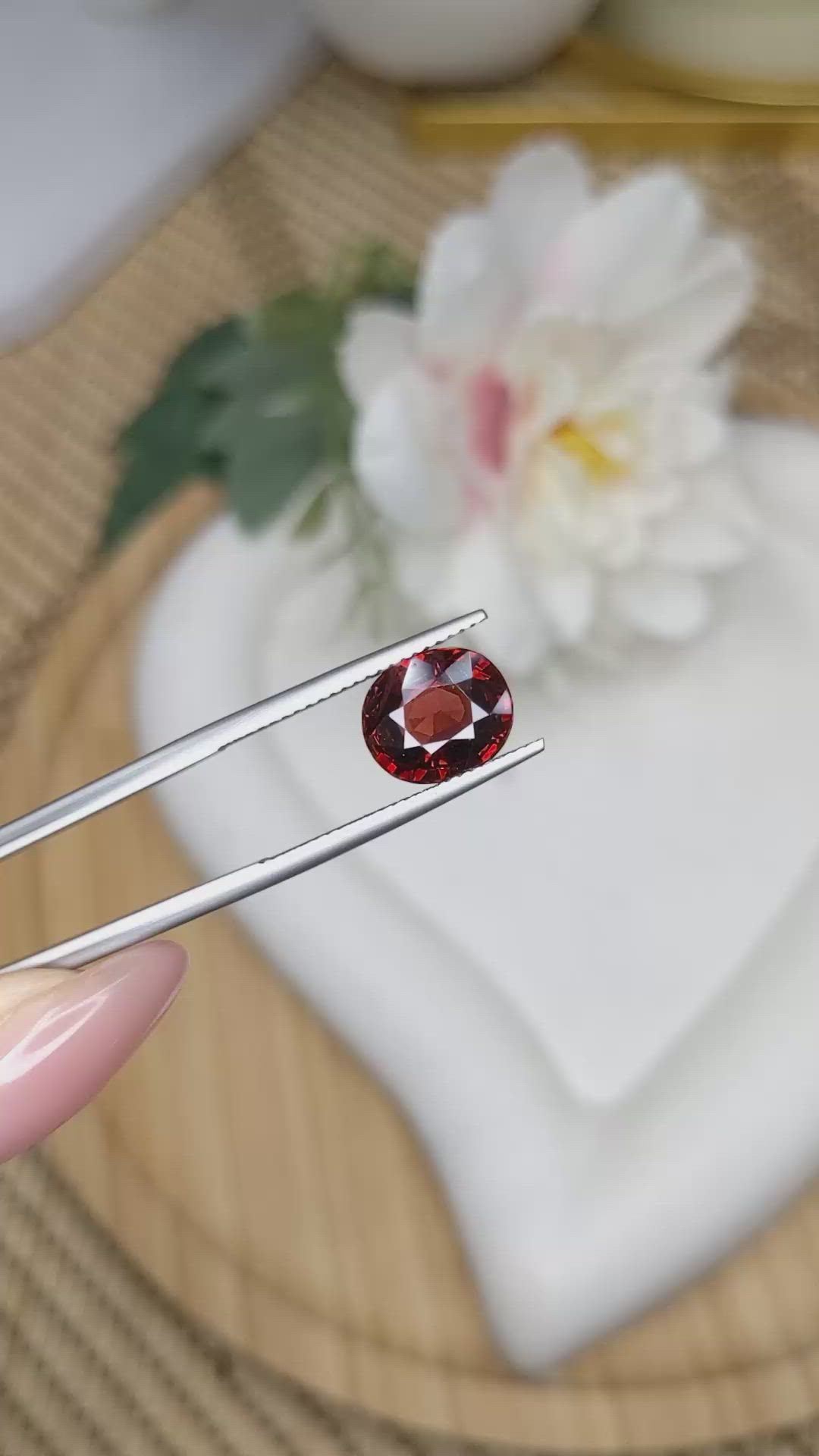 4.36 Ct. Red Garnet from Ceylon (Sri Lanka) Size Video