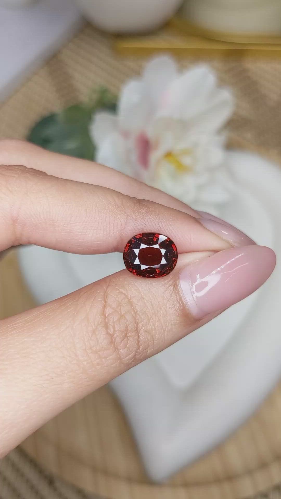 4.36 Ct. Red Garnet from Ceylon (Sri Lanka) Size Video