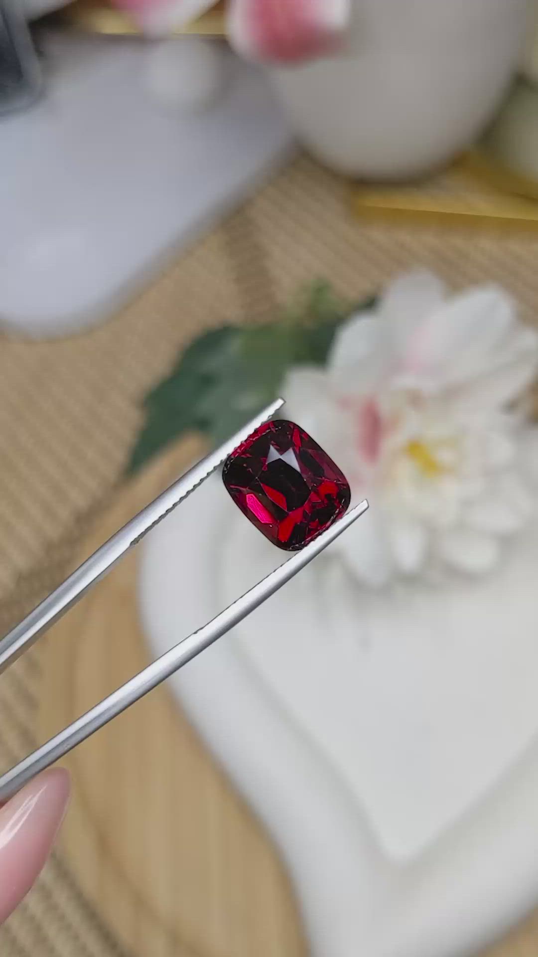 7.17 Ct. Red Garnet from Ceylon (Sri Lanka) Size Video
