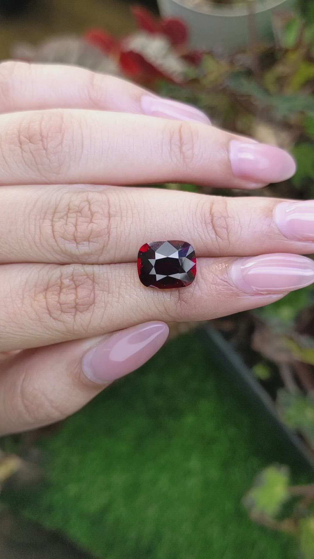 7.17 Ct. Red Garnet from Ceylon (Sri Lanka) Size Video