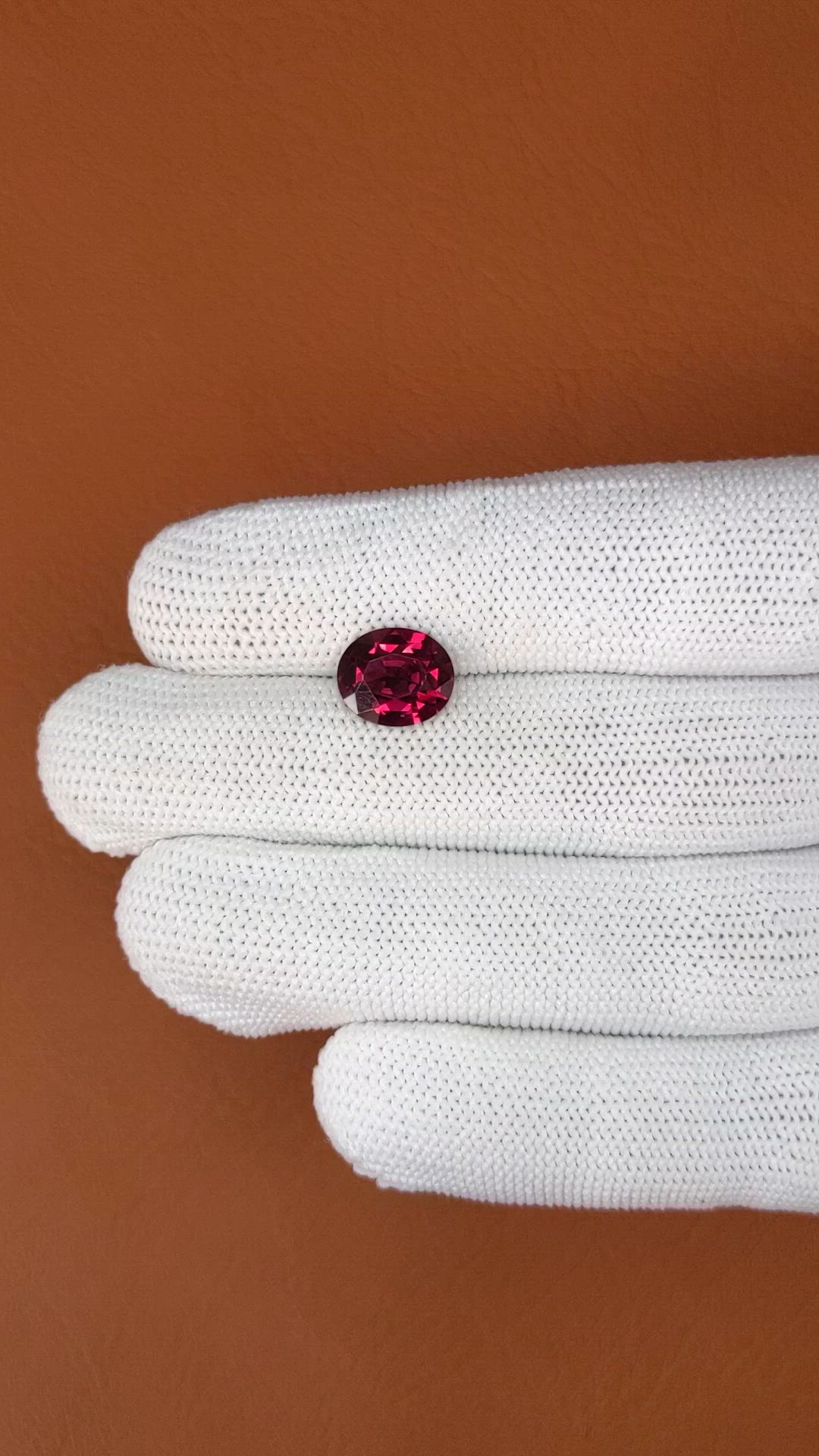 3.48 Ct. Purplish Red Garnet from Ceylon (Sri Lanka) Size Video