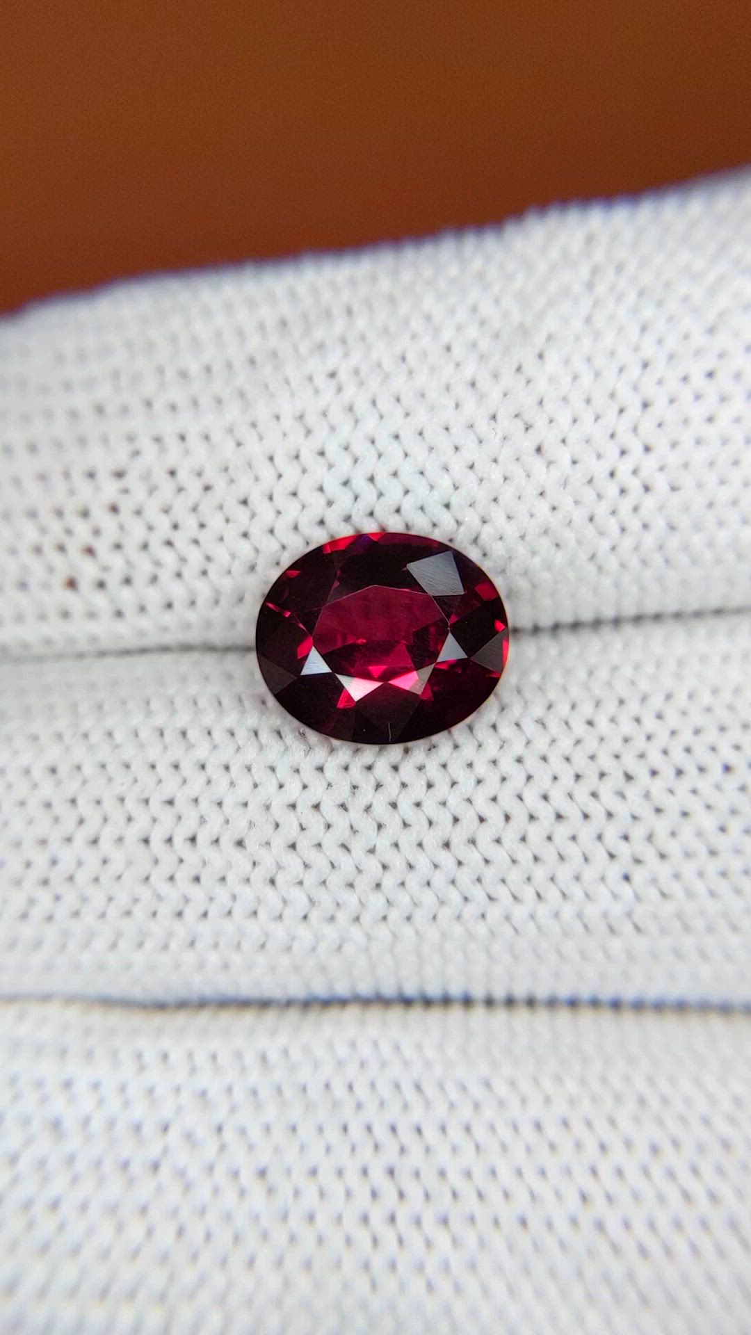3.48 Ct. Purplish Red Garnet from Ceylon (Sri Lanka) Size Video