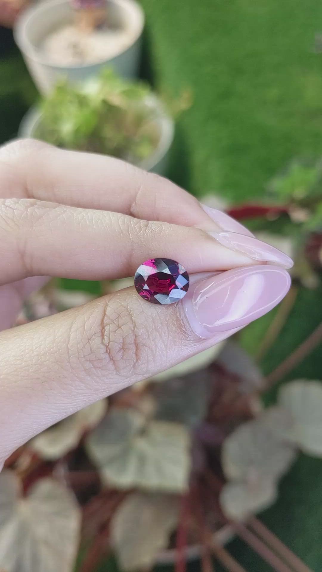 3.48 Ct. Purplish Red Garnet from Ceylon (Sri Lanka) Size Video