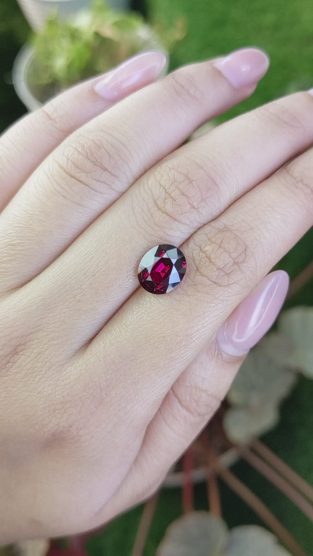 3.48 Ct. Purplish Red Garnet from Ceylon (Sri Lanka) Size Video