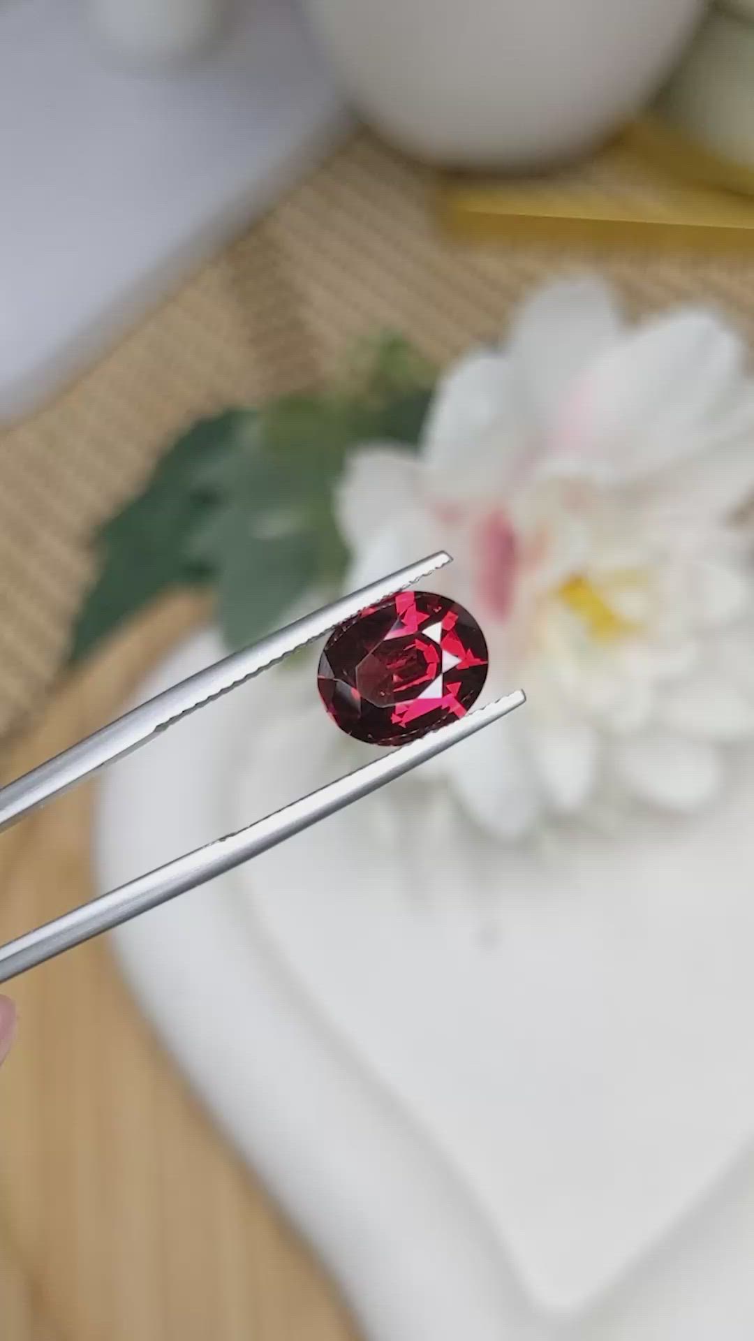 3.48 Ct. Purplish Red Garnet from Ceylon (Sri Lanka) Size Video