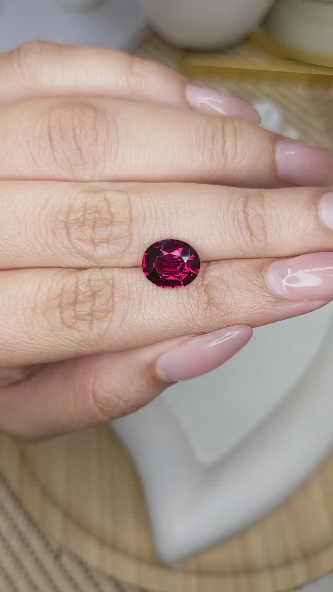 3.48 Ct. Purplish Red Garnet from Ceylon (Sri Lanka) Size Video