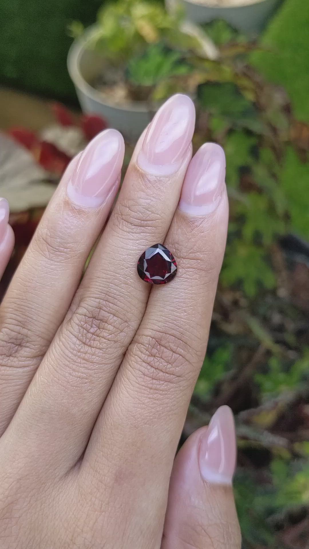 2.51 Ct. Red Garnet from Ceylon (Sri Lanka) Size Video