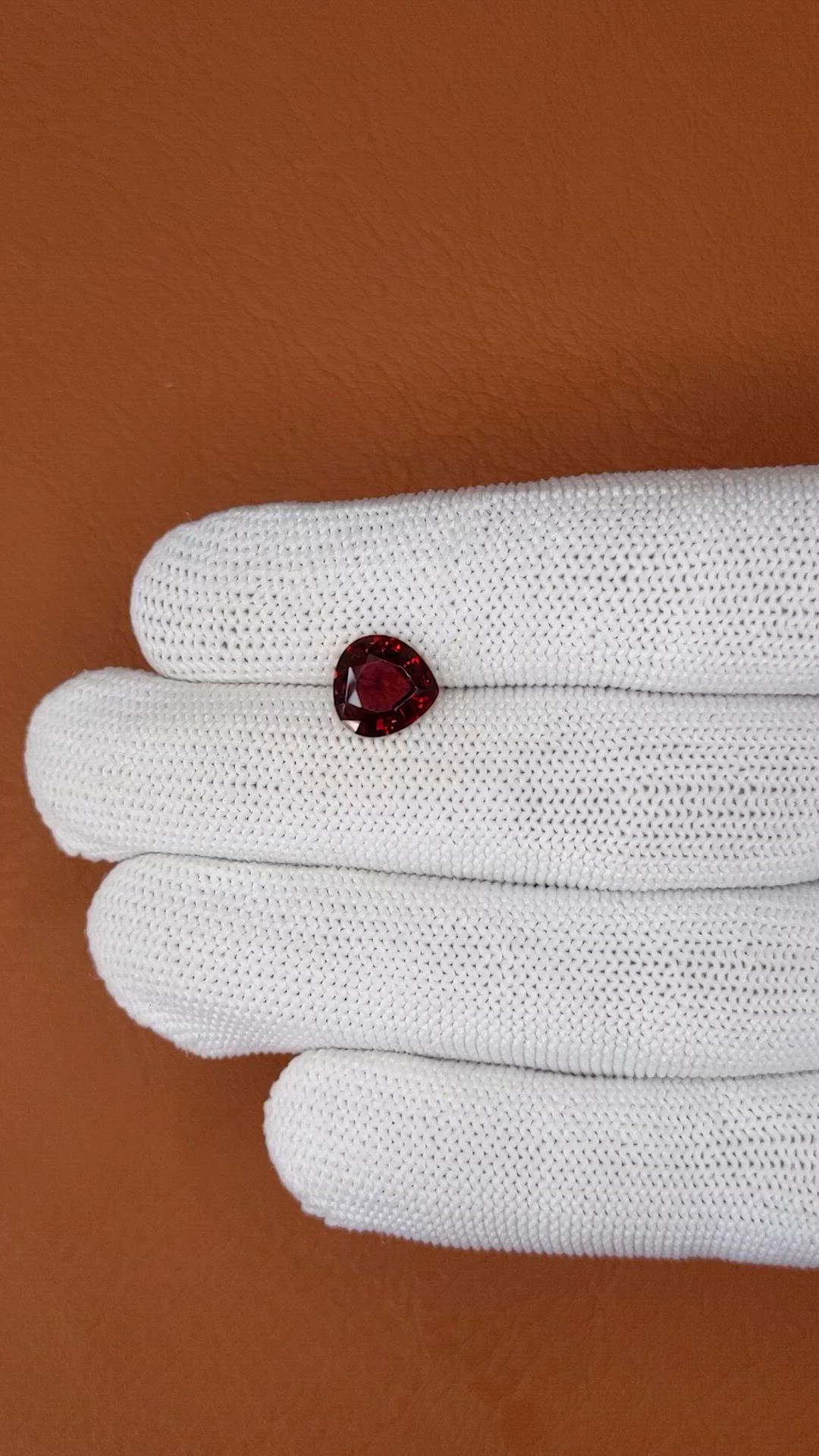 2.51 Ct. Red Garnet from Ceylon (Sri Lanka) Size Video