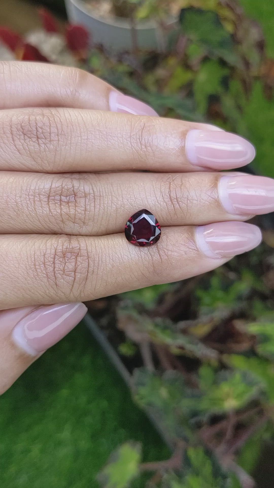 2.51 Ct. Red Garnet from Ceylon (Sri Lanka) Size Video