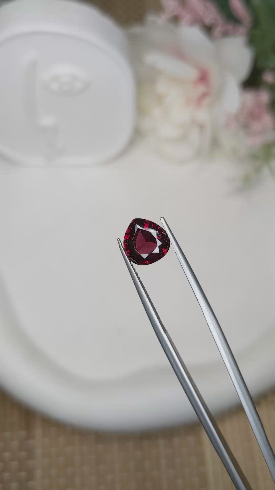 2.51 Ct. Red Garnet from Ceylon (Sri Lanka) Size Video