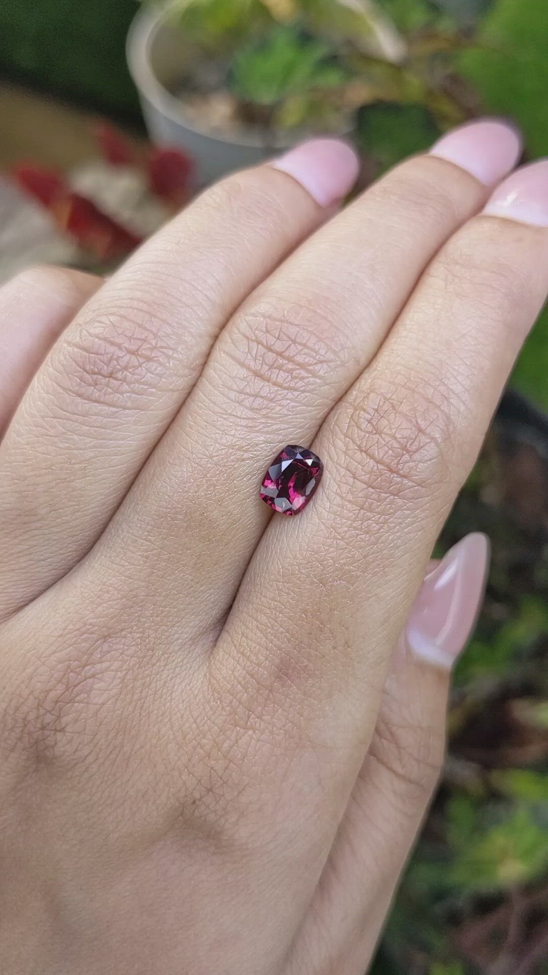 1.47 Ct. Purplish Red Garnet from Ceylon (Sri Lanka) Size Video