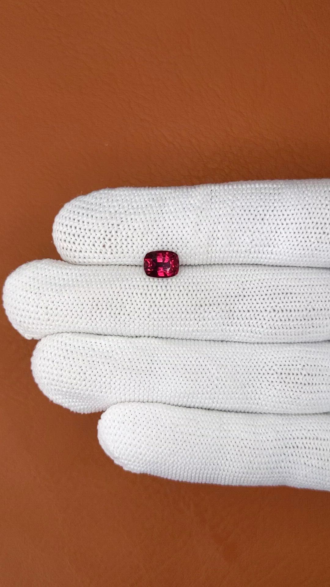 1.47 Ct. Purplish Red Garnet from Ceylon (Sri Lanka) Size Video