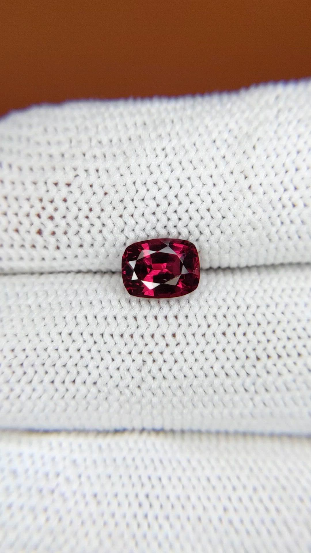 1.47 Ct. Purplish Red Garnet from Ceylon (Sri Lanka) Size Video