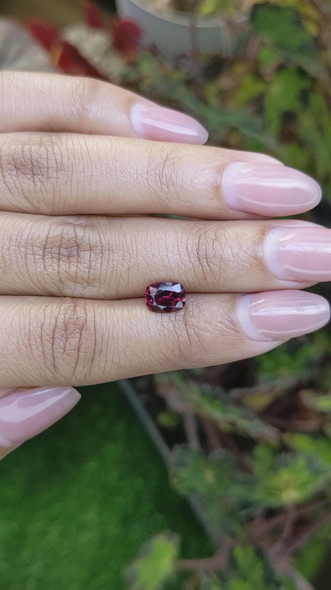 1.47 Ct. Purplish Red Garnet from Ceylon (Sri Lanka) Size Video