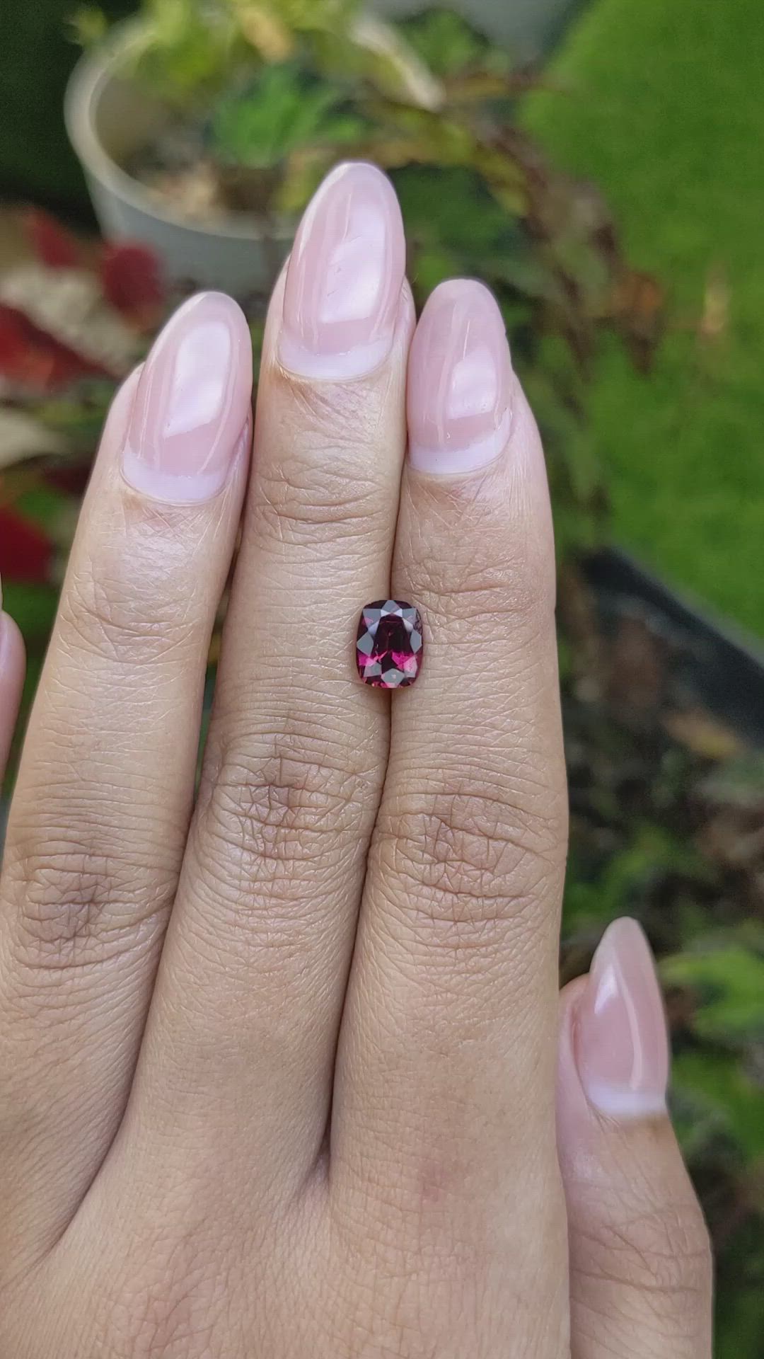 1.47 Ct. Purplish Red Garnet from Ceylon (Sri Lanka) Size Video