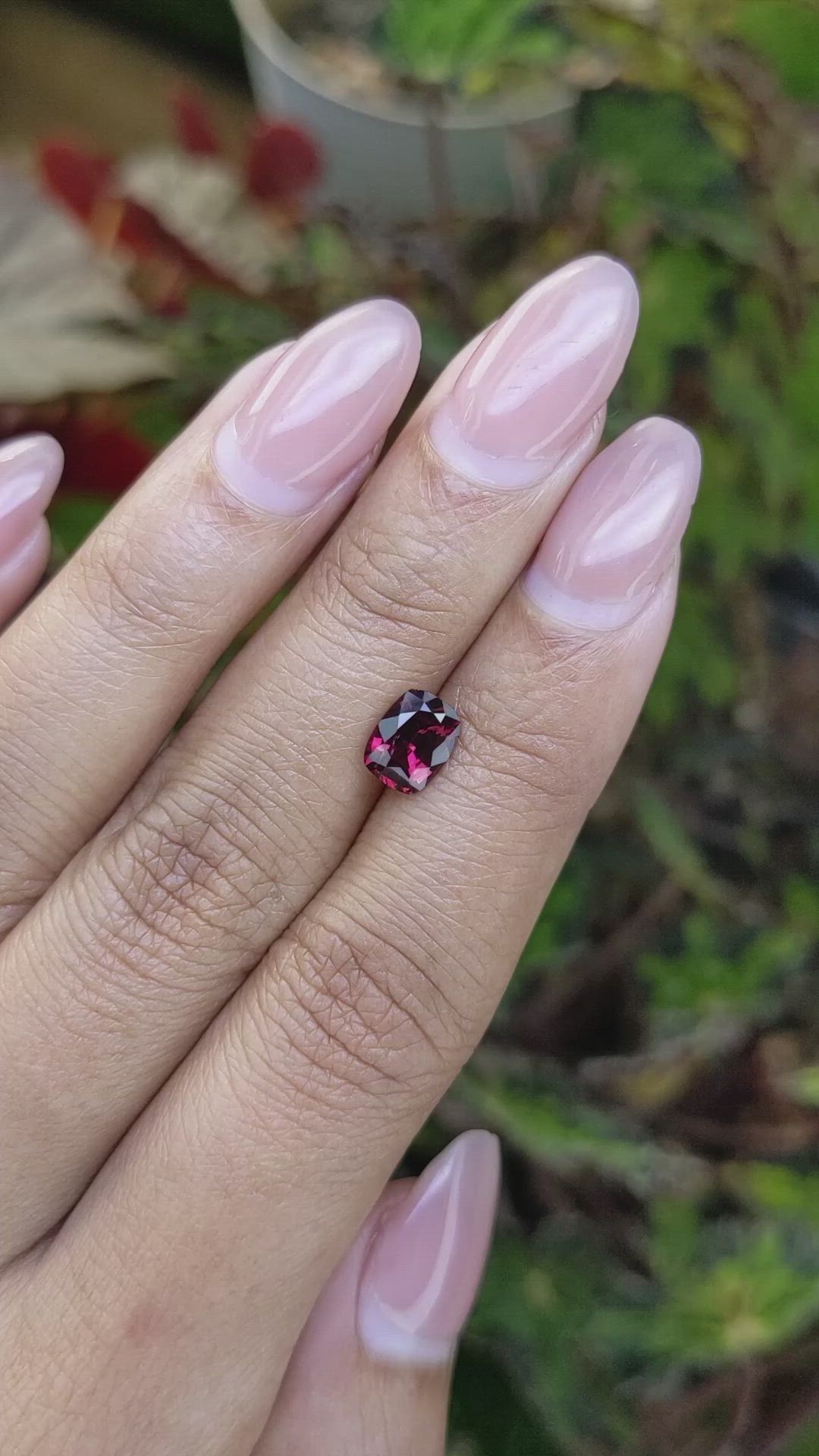 1.47 Ct. Purplish Red Garnet from Ceylon (Sri Lanka) Size Video