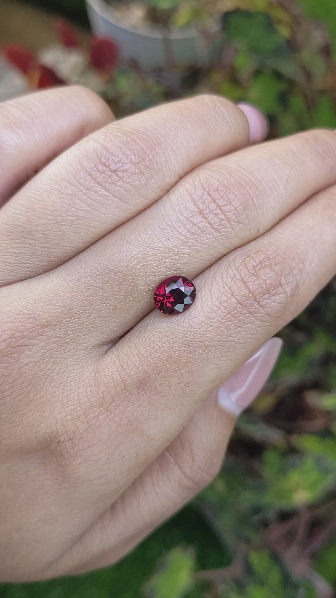1.91 Ct. Red Garnet from Ceylon (Sri Lanka) Size Video