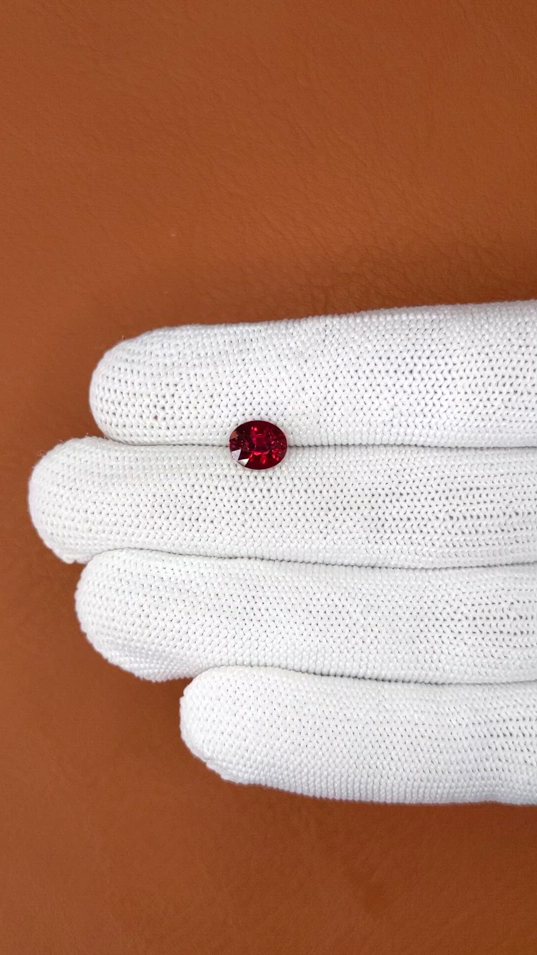 1.91 Ct. Red Garnet from Ceylon (Sri Lanka) Size Video