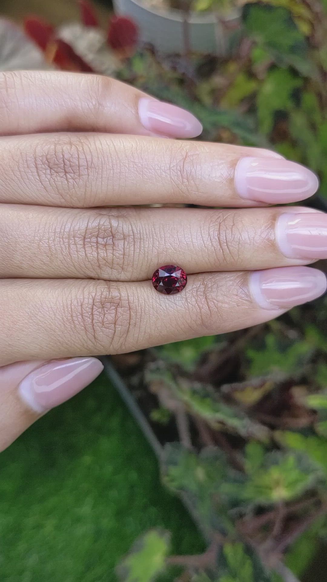 1.91 Ct. Red Garnet from Ceylon (Sri Lanka) Size Video