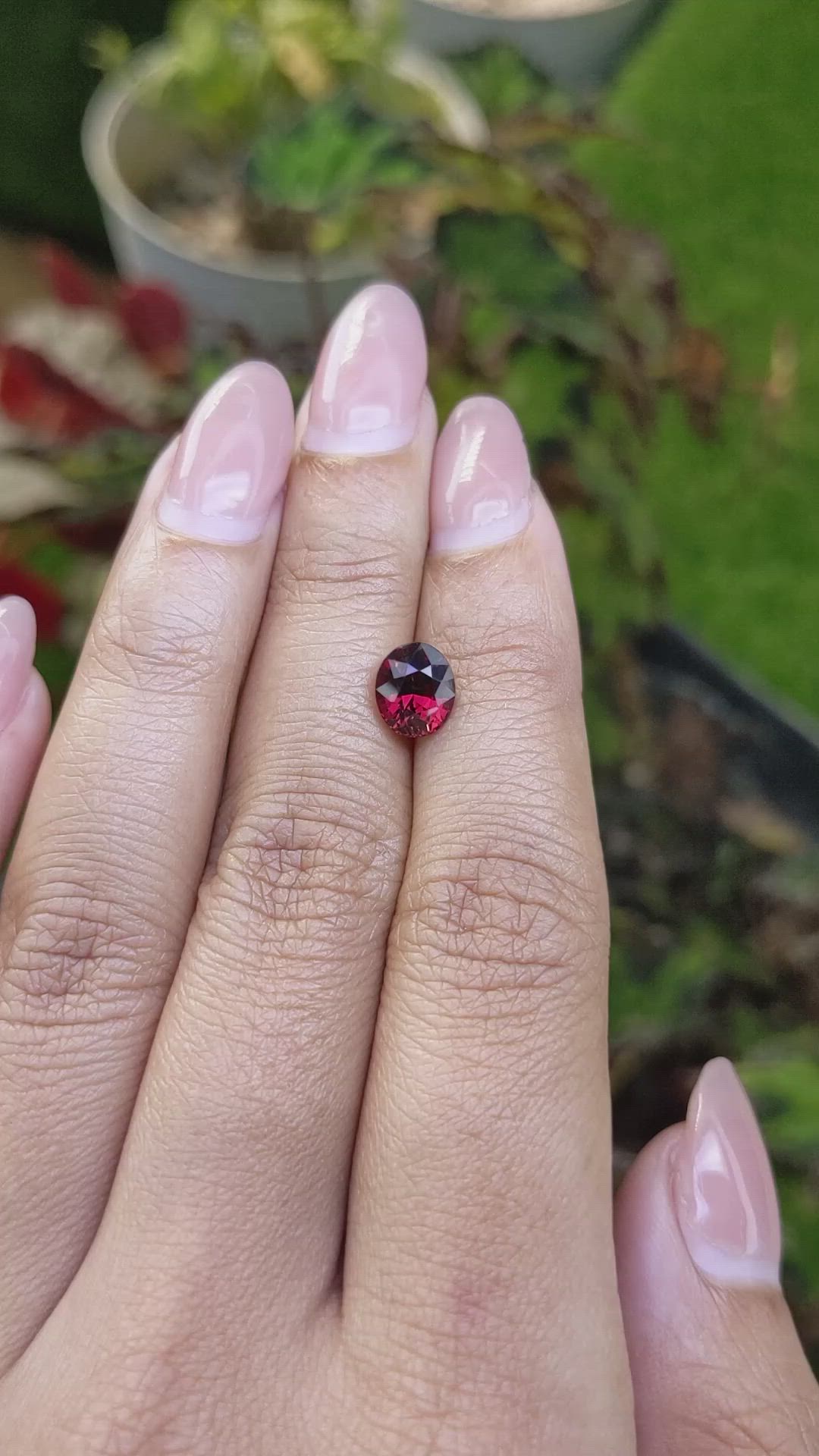 1.91 Ct. Red Garnet from Ceylon (Sri Lanka) Size Video