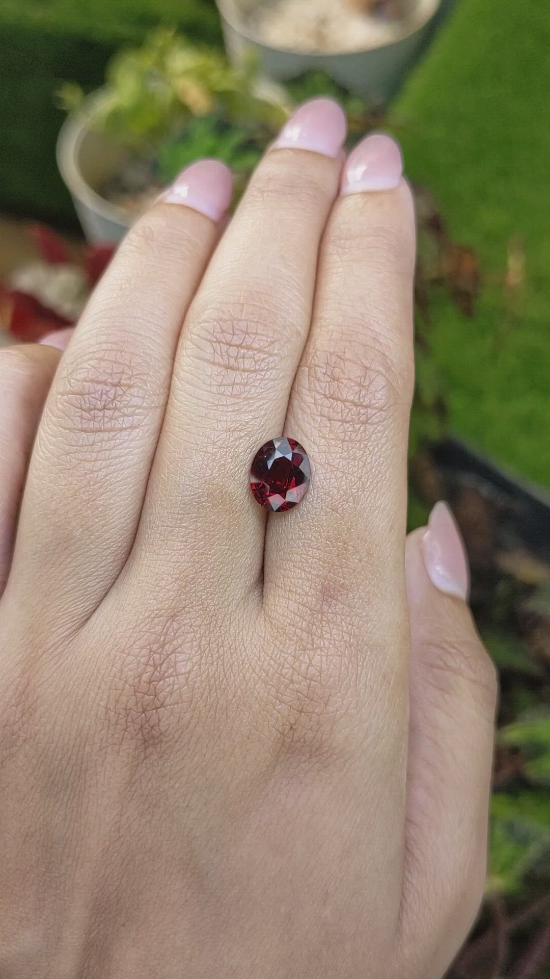 2.71 Ct. Red Garnet from Ceylon (Sri Lanka) Size Video